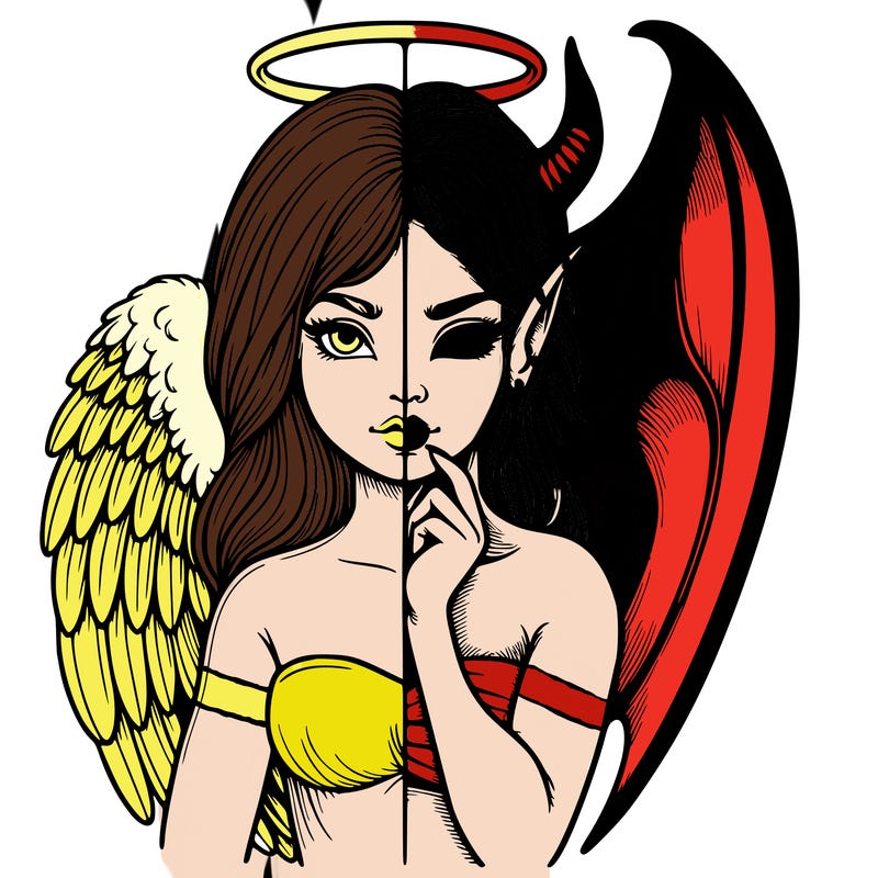 realistic angel half demon