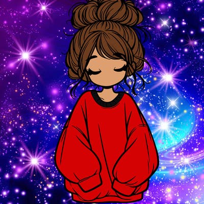 girl with baggy sweatshirt and messy bun