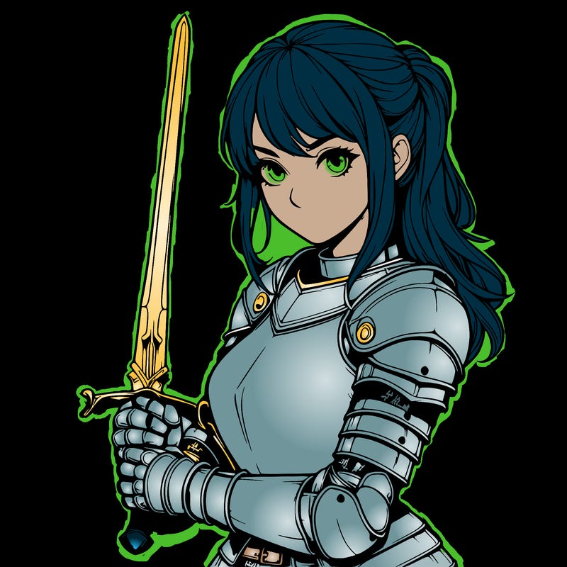 female knight realistic style with a sword