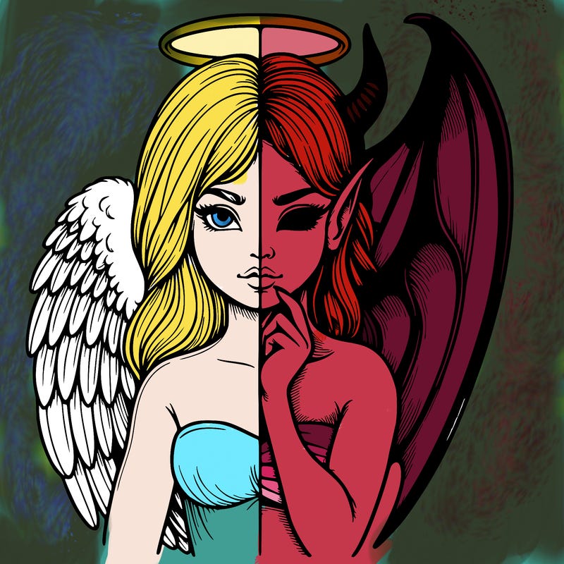 realistic angel half demon