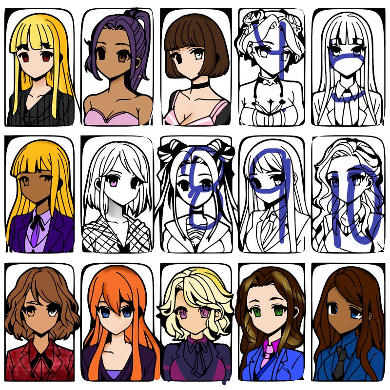 girls that look diffrent anime