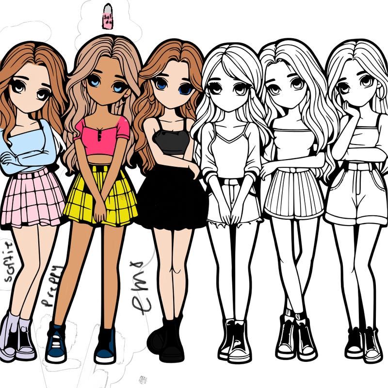 a group of girls realistic