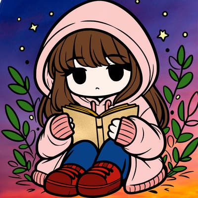 girl in oversized hoodie reading a book