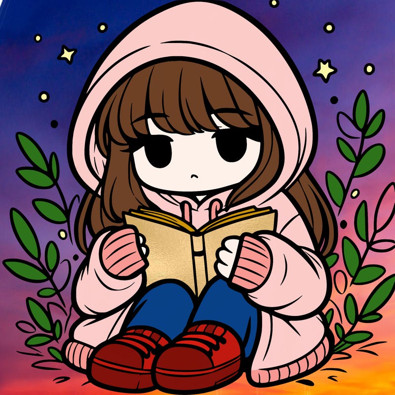 girl in oversized hoodie reading a book