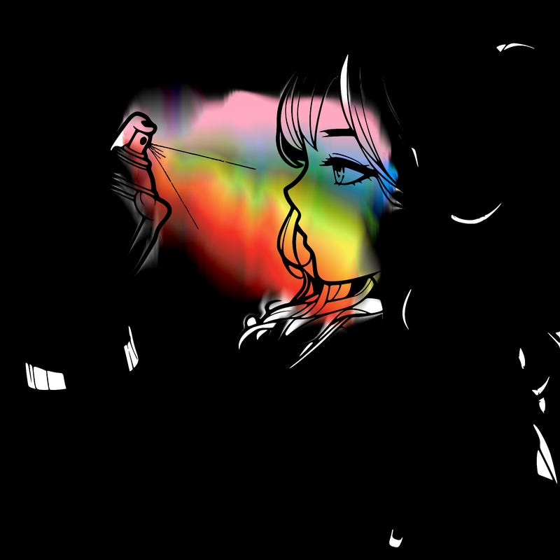 a realistic girl spray, painting