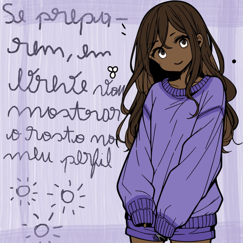 manga teen girl  in a sweater and baggy pants