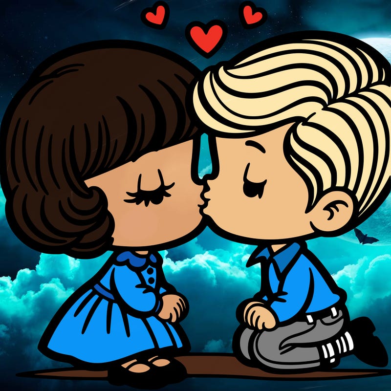 boy and girl kissing
