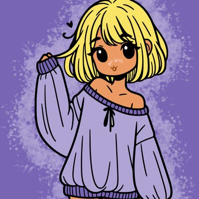 girl in baggy sweater hanging off her shoulder