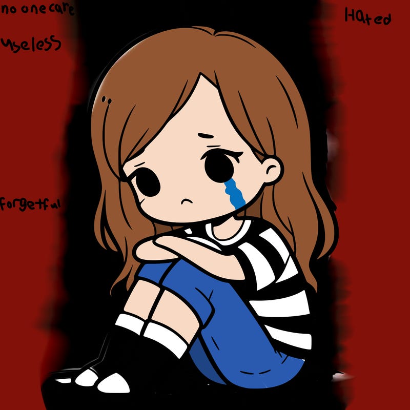 sad girl sitting on the floor