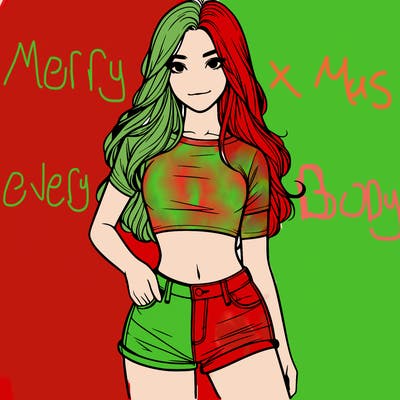 teenage girl with a crop top short shorts and long hair realistic