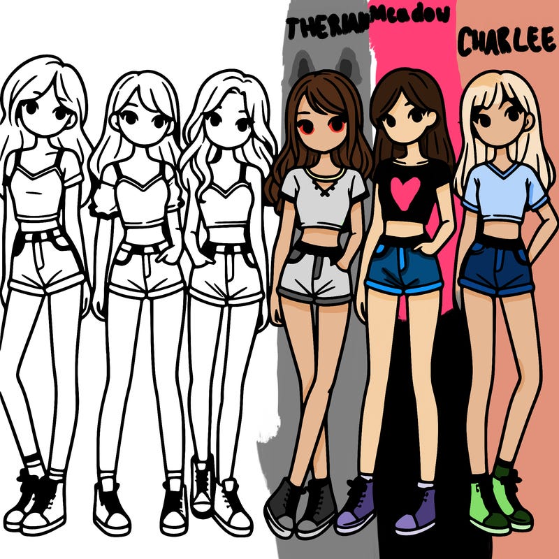 a group of girls wearing crop tops and shorts