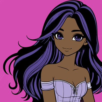 realistic girl with long hair