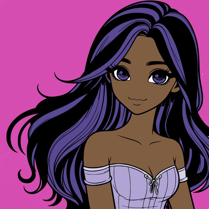 realistic girl with long hair