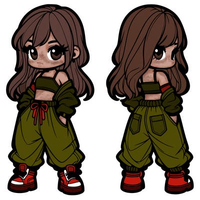 girl in crop top and baggy pants