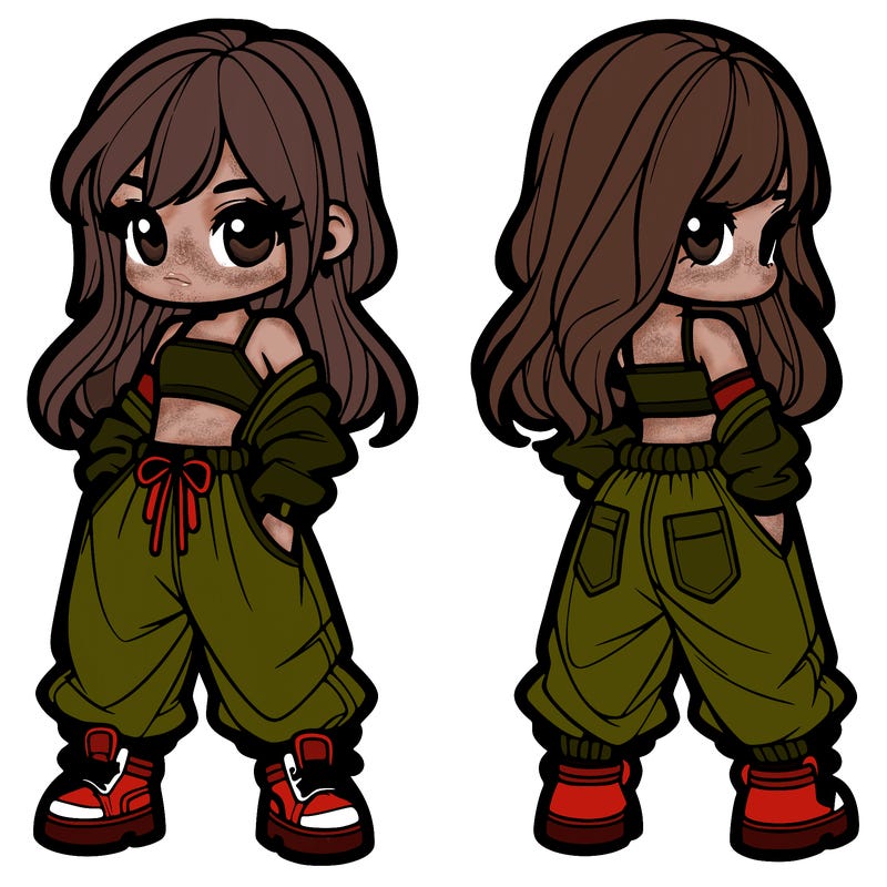 girl in crop top and baggy pants