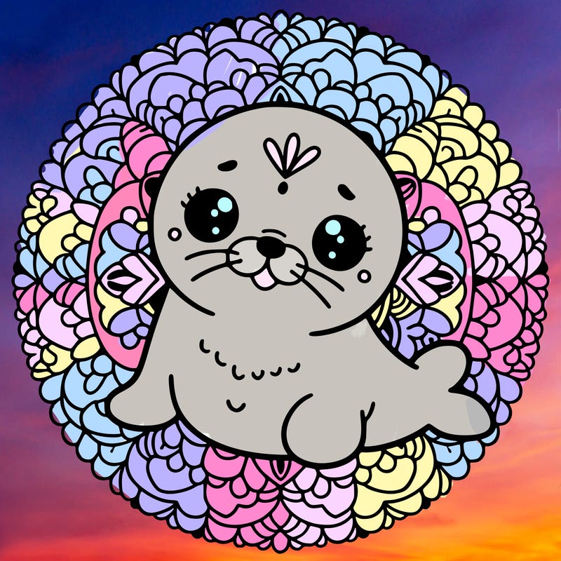 a cute baby seal mandala