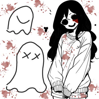 manga teen girl  in a sweater and baggy pants