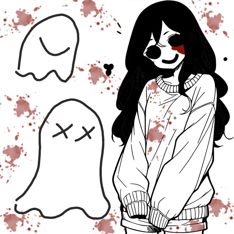 manga teen girl  in a sweater and baggy pants