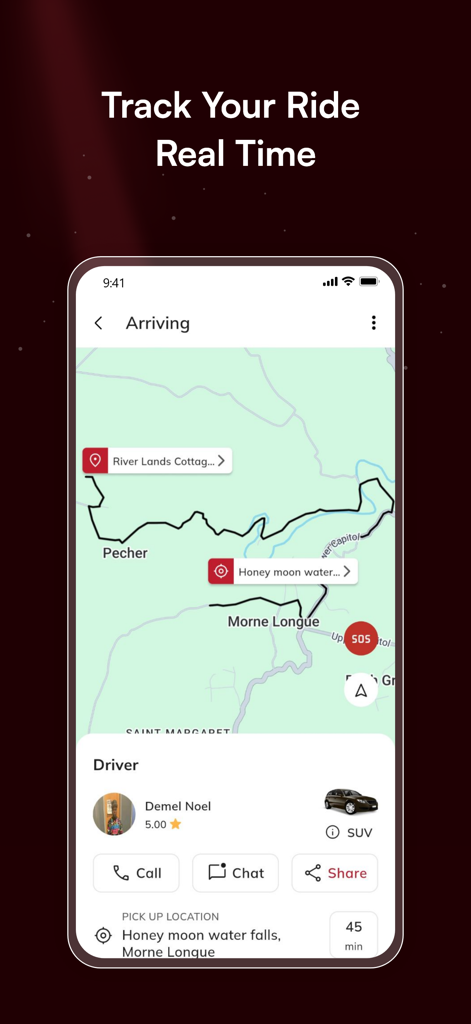 Ryde Go - Ryde Go app interface showing real time ride tracking on a map