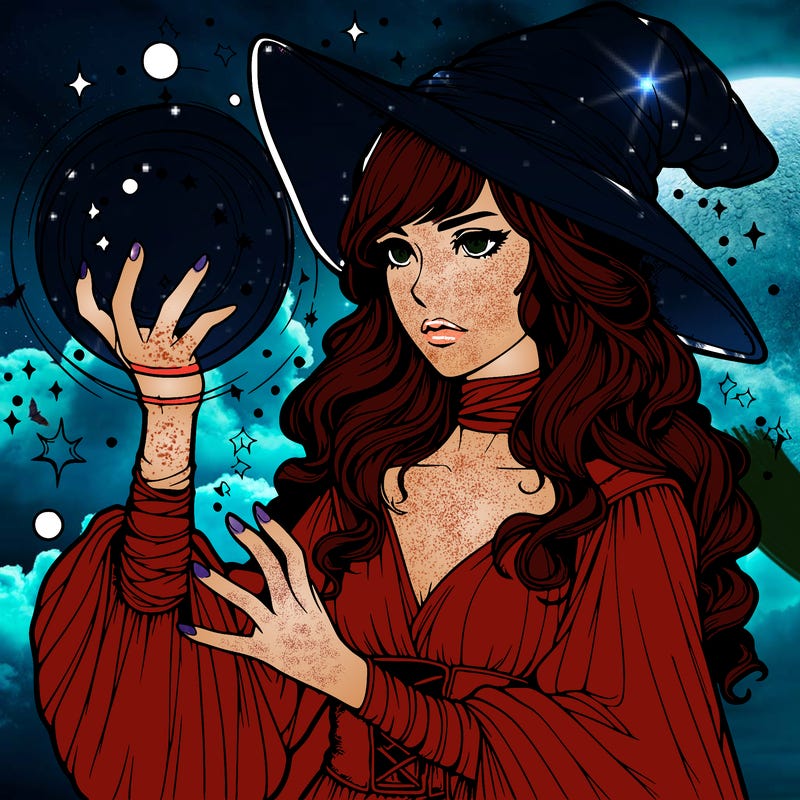 realistic women sorcerer using magic