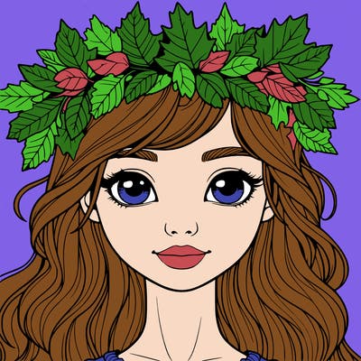 realistic girl with fall leaf crown