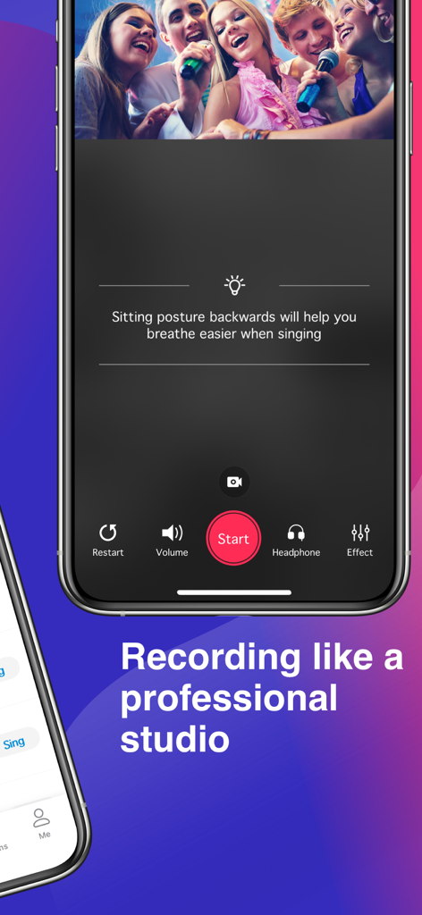 Hakara app interface for recording karaoke songs like a professional studio