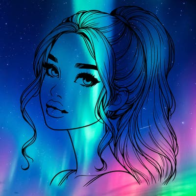 realistic girl with a ponytail on her hair and lips