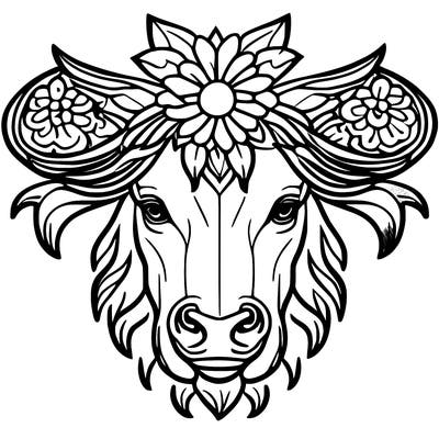 taurus zodiac sign with flowers all around it