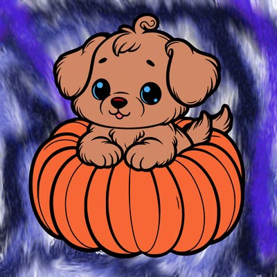 cute little puppy in a pumpkin