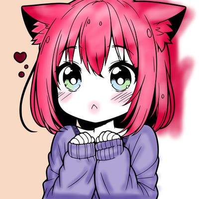 shy anime catgirl