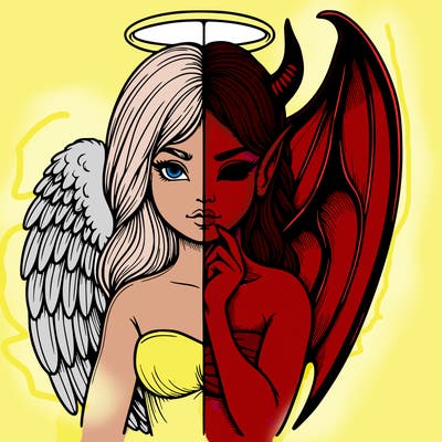 realistic angel half demon