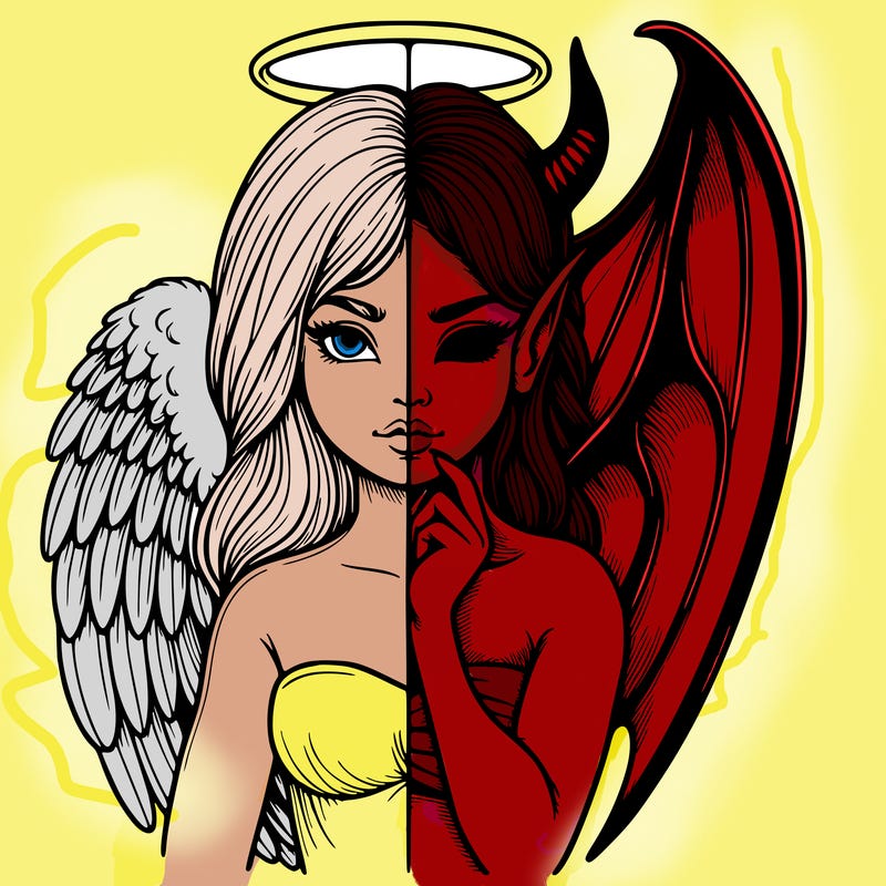 realistic angel half demon