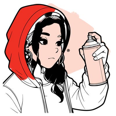 a realistic girl, spray painting