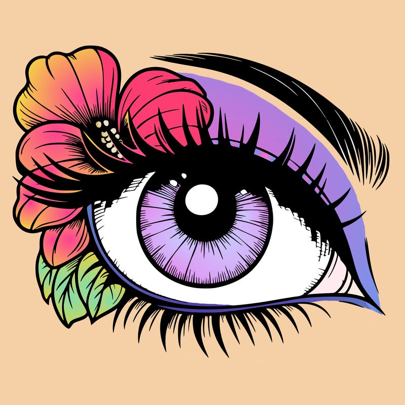 realistic eye with flower