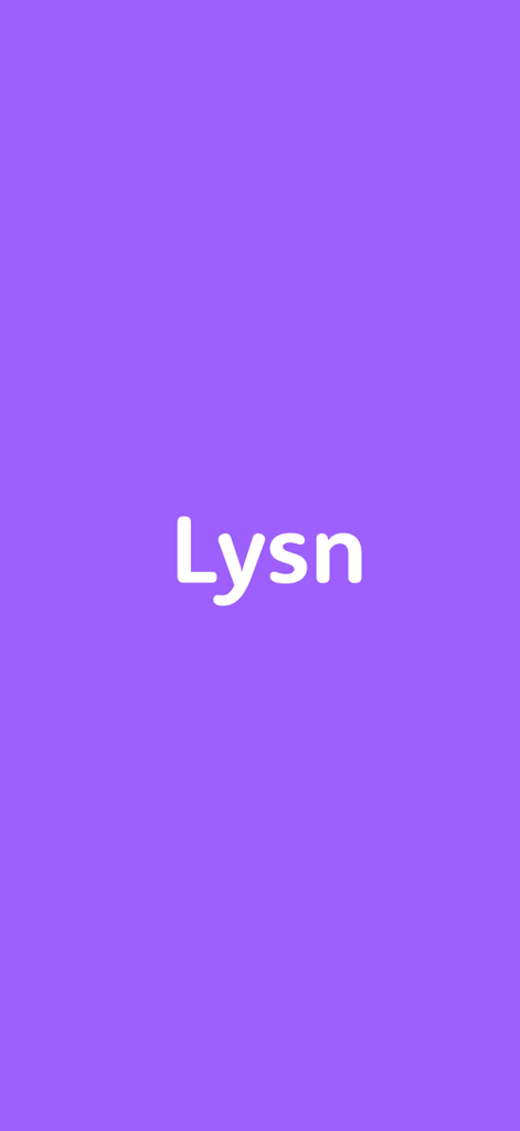 Lysn - Nom de l'application Lysn centré sur un fond violet uni