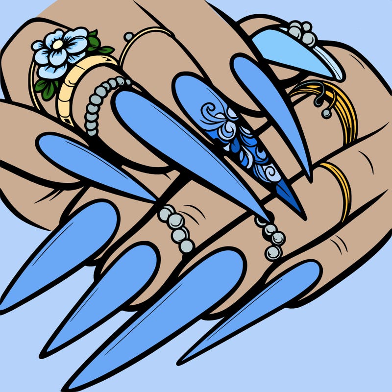 long nails with a design