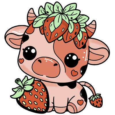 cute strawberry cow