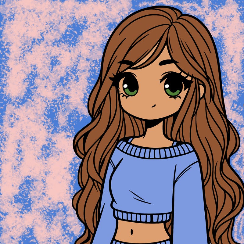girl with long hair and a crop top with a sweater