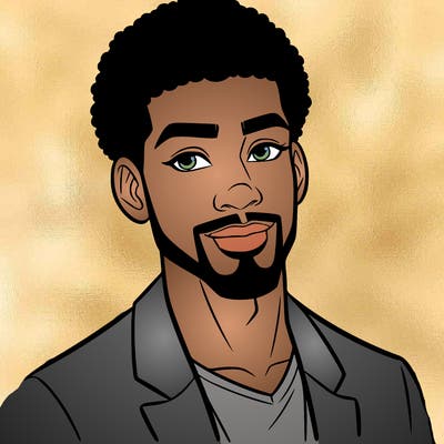 handsome black man with a goatee and afro