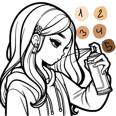 a realistic girl spray painting