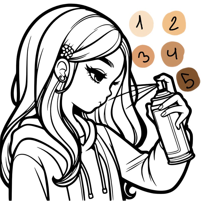 a realistic girl spray painting