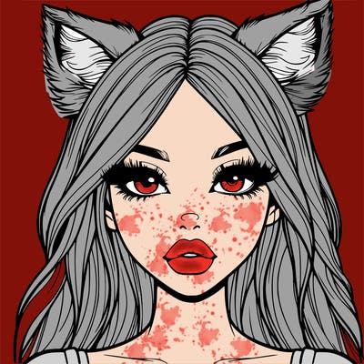 realistic girl with fox ears and realistic lips