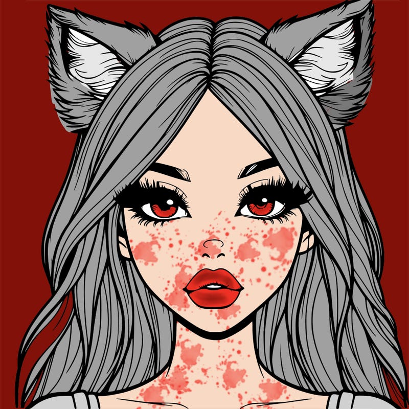 realistic girl with fox ears and realistic lips