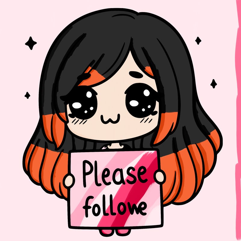 a girl holding  a sign  saying please  follow  me