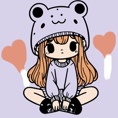 a girl wearing a frog hat and some frog socks