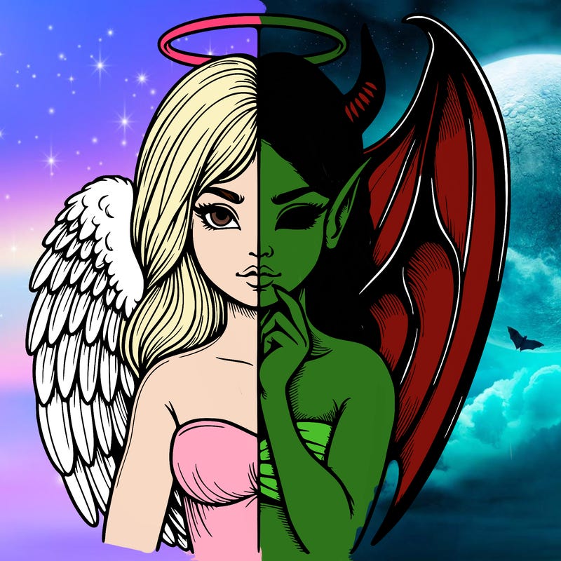 realistic angel half demon