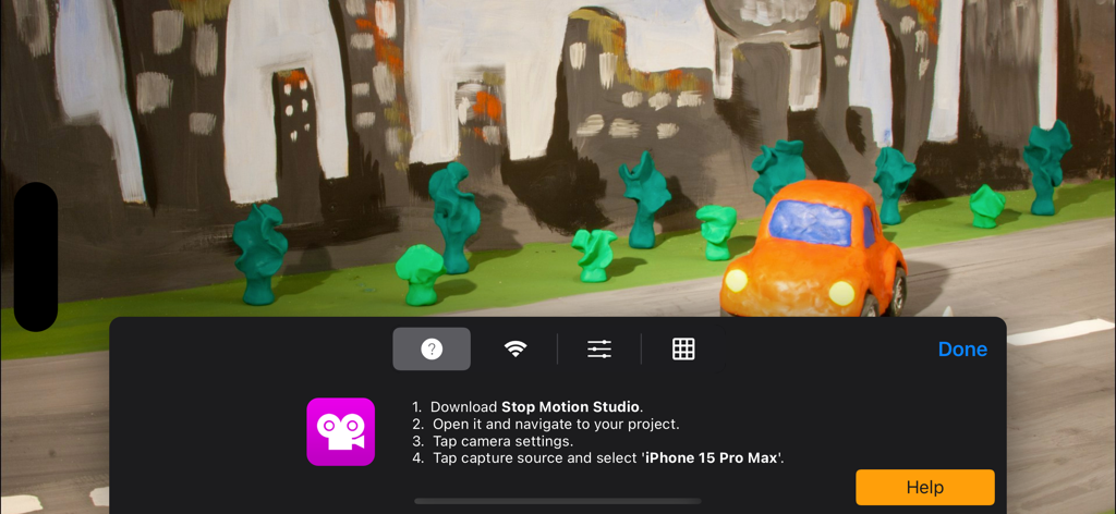 Camera for Stop Motion Studio - Instructions for connecting the remote camera app to Stop Motion Studio over a claymation scene.