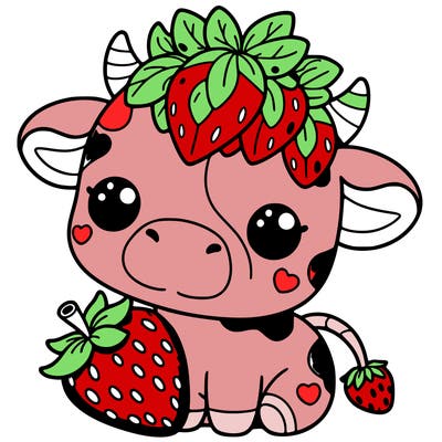 cute strawberry cow