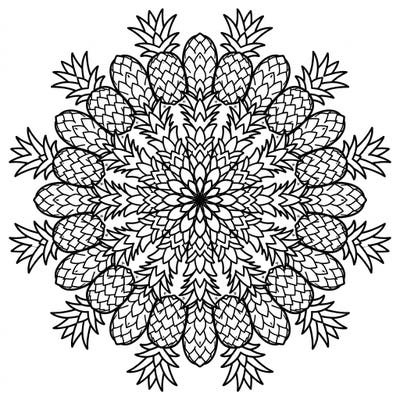 Unwind with this captivating Pineapple Mandala coloring page, a perfect blend of tropical charm and intricate design. Its radial symmetry and delightful pineapple patterns promise a relaxing and creatively satisfying experience for all ages.