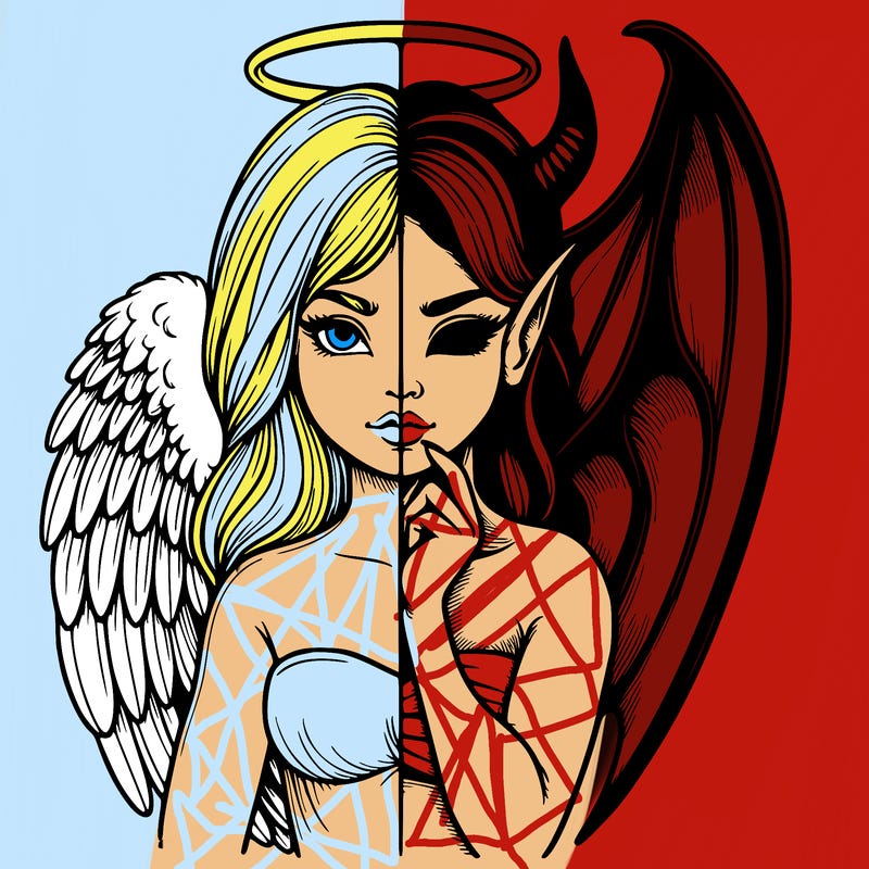 realistic angel half demon